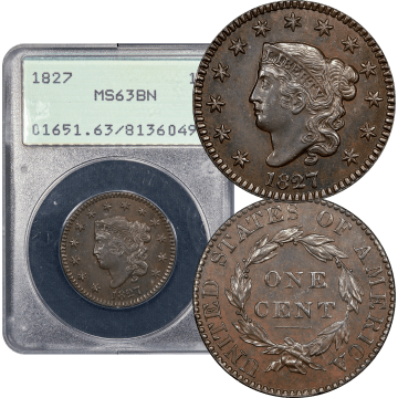 1827 Coronet Large Cent (1c) Rattler Composite Image