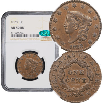 1828 Coronet Large Cent (1c) N-5 Composite Image