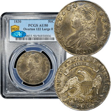 1830 Capped Bust Half Dollar (50c) O-122 Large 0 Composite Image