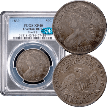 1830 Capped Bust Half Dollar (50c) Small 0 O-107 Composite Image