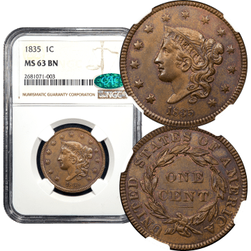 1835 Coronet Large Cent (1c) Head of 1836 Composite Image