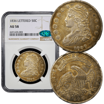 1836 Capped Bust Half Dollar (50c) Lettered Edge Composite Image