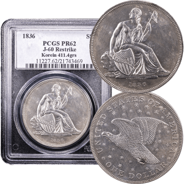 1836 Gobrecht Dollar ($1) J-60 Restrike Composite Image