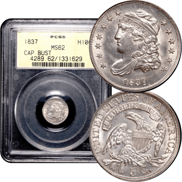 1837 Capped Busy Half Dime (H10C) Large 5C OGH Composite Image
