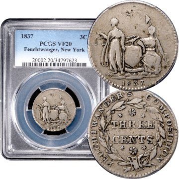 1837 Feuchtwanger Three Cents (3c) HT-262 Composite Image