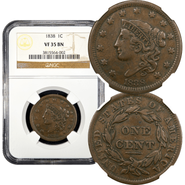 1838 Coronet Large Cent (1c) Composite Image