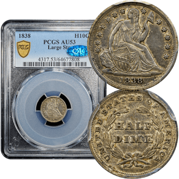 1838 Seated Liberty Half Dime (H10C) No Drapery, Large Stars Composite Image