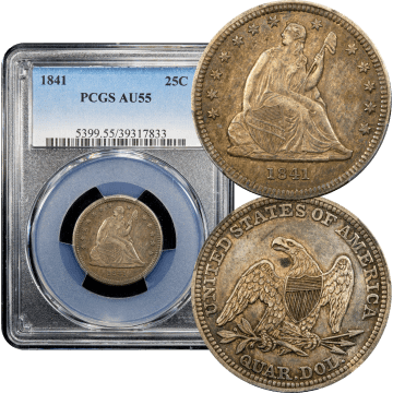 1841 Seated Liberty Quarter (25c) Composite Image