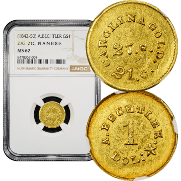 1842-50 A. Bechtler Gold Dollar (G$1) 27G Plain Edge Composite Image