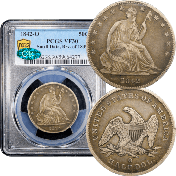 1842-O Seated Liberty Half Dollar (50c) Small Date, Rev of 1839 Composite Image