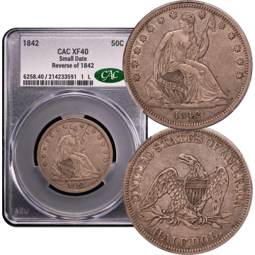 1842 Seated Liberty Half Dollar (50c) Small Date, Rev of 1842 Composite Image