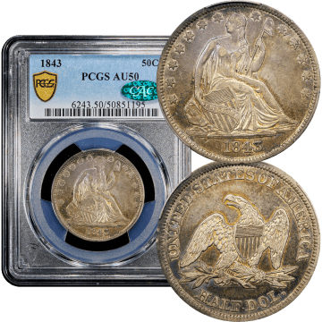1843 Seated Liberty Half Dollar (50c) Composite Image