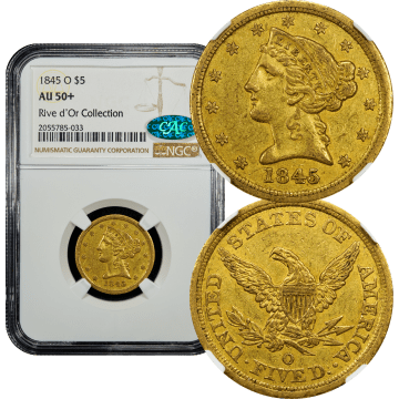 1845-O Liberty Gold Half Eagle ($5) Composite Image
