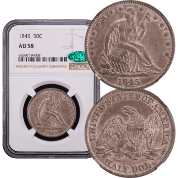 1845 Seated Liberty Half Dollar (50c) Composite Image