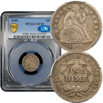1846 Seated Liberty Dime (10c) Composite Image