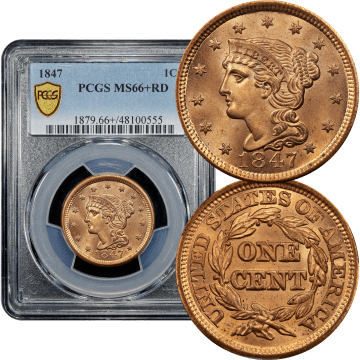 1847 Braided Hair Large Cent (1c) Composite Image