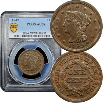 1849 Braided Hair Large Cent (1c) Composite Image