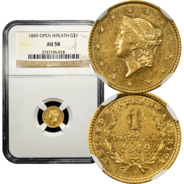 1849 Gold Dollar ($1) Open Wreath Composite Image