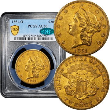 1851-O Liberty Gold Double Eagle ($20) Composite Image