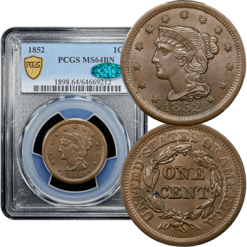 1852 Braided Hair Large Cent (1c) Composite Image