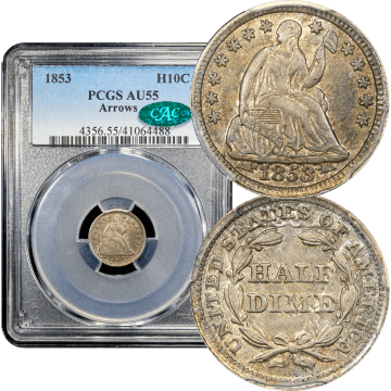 1853 Seated Liberty Half Dime (H10C) Arrows Composite Image