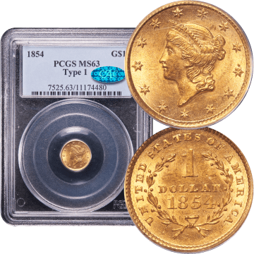 1854 Gold Dollar (G$1) Type 1 Composite Image