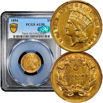 1854 Gold Three Dollar ($3) Composite Image