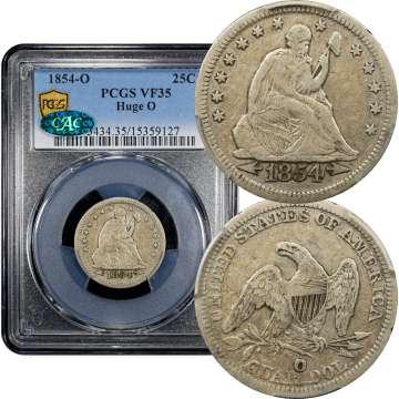 1854-O Seated Liberty Quarter (25c) Huge O Composite Image