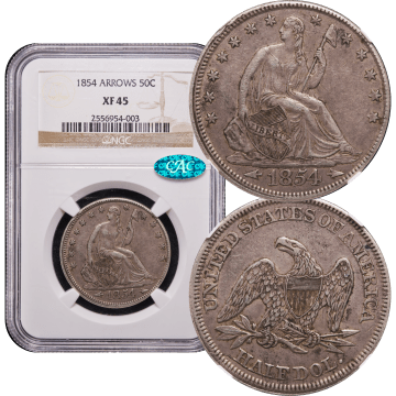 1854 Seated Liberty Half Dollar (50c) Arrows Composite Image