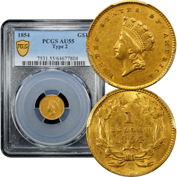 1854 Type 2 Gold Dollar ($1) Composite Image