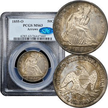 1855-O Seated Liberty Half Dollar (50c) Arrows Composite Image