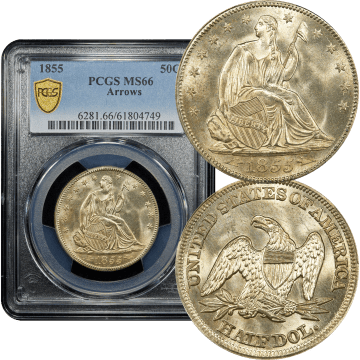 1855 Seated Liberty Half Dollar (50c) Arrows Composite Image