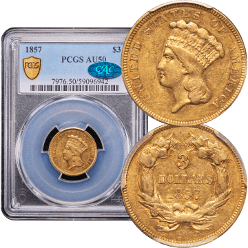 1857 Gold Three Dollar ($3) Composite Image