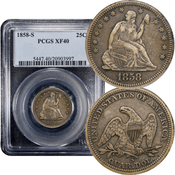 1858-S Seated Liberty Quarter (25c) Composite Image