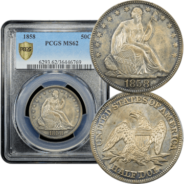 1858 Seated Liberty Half Dollar (50c) Composite Image