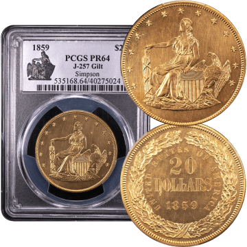 1859 Pattern Double Eagle ($20) J-257 Gilt Composite Image