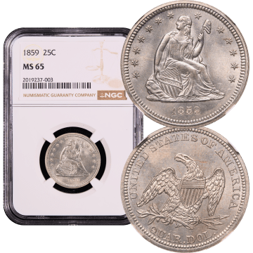 1859 Seated Liberty Quarter (25c) Composite Image