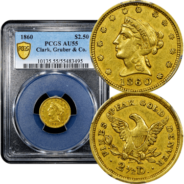1860 Clark Gruber Gold Quarter Eagle ($2.50) Composite Image