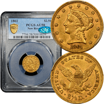 1861 Liberty Gold Quarter Eagle ($2.50) New Reverse Composite Image