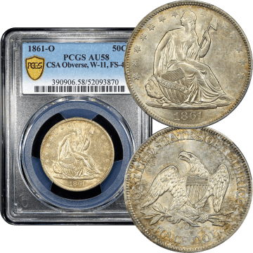 1861-O Seated Liberty Half Dollar (50c) CSA Obverse  Composite Image