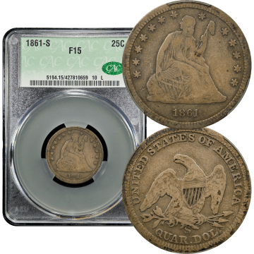 1861-S Seated Liberty Quarter (25c) Composite Image