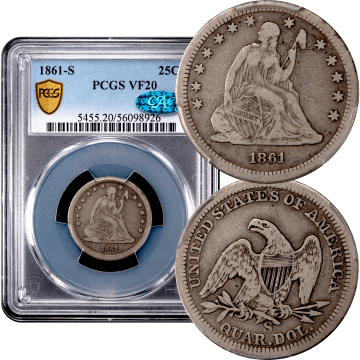 1861-S Seated Liberty Quarter (25c) Composite Image