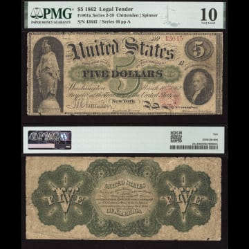 1862 $5 Legal Tender Composite Image