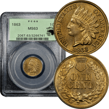 1863 Indian Cent (1c) OGH Composite Image