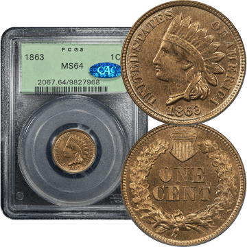 1863 Indian Cent (1c) OGH Composite Image