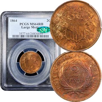 1864 Two Cents (2c) Large Motto Composite Image