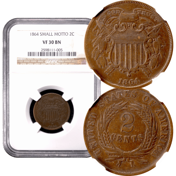 1864 Two Cents (2c) Small Motto Composite Image