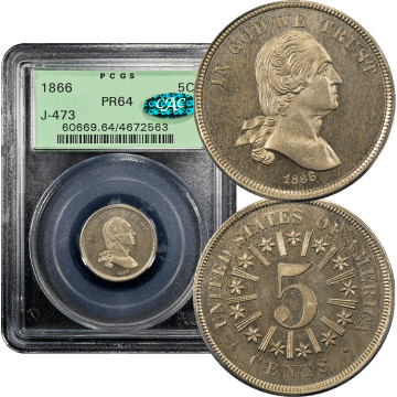 1866 Pattern Nickel (5c) J-473 OGH Composite Image