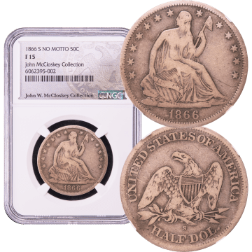 1866-S Seated Liberty Half Dollar (50c) No Motto Composite Image