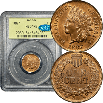 1867 Indian Cent (1c) OGH Composite Image